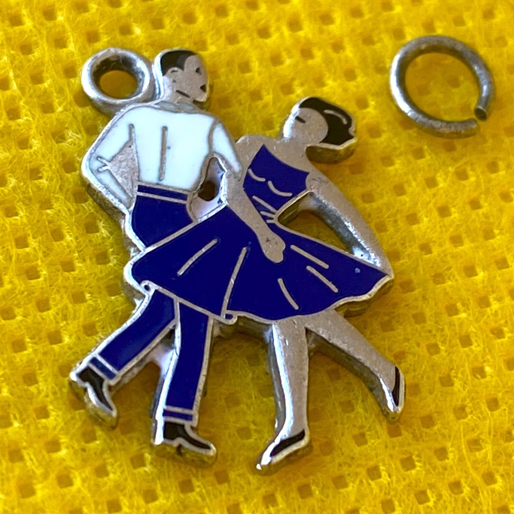 Wells sterling silver Enamel dancing couple charm